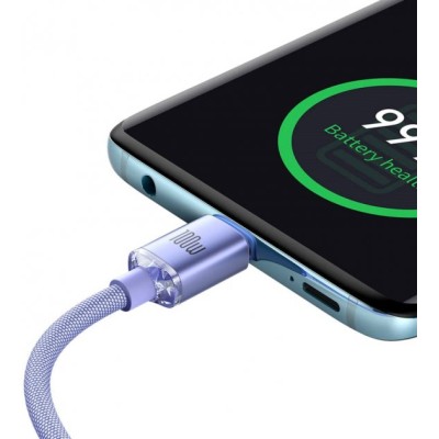 Кабель Baseus Crystal Shine Series Fast Charging Data USB кабель Type-C To Type-C 100W 1.2m (CAJY000605) Purple