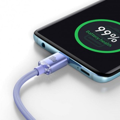 Кабель Baseus Crystal Shine Series Fast Charging Data USB кабель Type-C To Type-C 100W 1.2m (CAJY000605) Purple