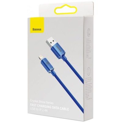 Кабель Baseus Crystal Shine Series Fast Charging Data USB кабель USB To IP 2.4 A 2M (CAJY000103) Blue