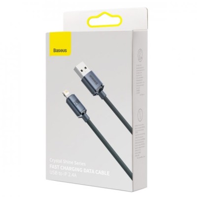 Кабель Baseus Crystal Shine Series Fast Charging Data USB кабель USB To IP 2.4A 1.2m (CAJY000001) Black