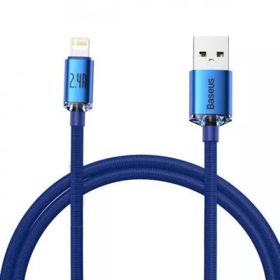 Кабель Baseus Crystal Shine Series Fast Charging Data USB кабель USB To IP 2.4A 1.2m (CAJY000003) Blue