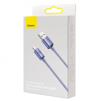 Кабель Baseus Crystal Shine Series Fast Charging Data USB кабель USB To IP 2.4A 1.2m (CAJY000005) Purple Кабель Baseus Crystal Shine Series Fast Charging Data USB кабель USB To IP 2.4A 1.2m (CAJY000005) Purple