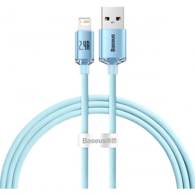 Кабель Baseus Crystal Shine Series Fast Charging Data USB кабель USB To IP 2.4A 1.2m (CAJY001103) Sky Blue