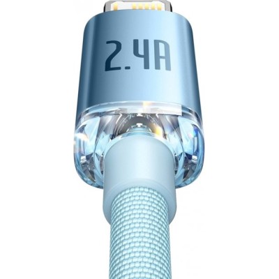 Кабель Baseus Crystal Shine Series Fast Charging Data USB кабель USB To IP 2.4A 1.2m (CAJY001103) Sky Blue