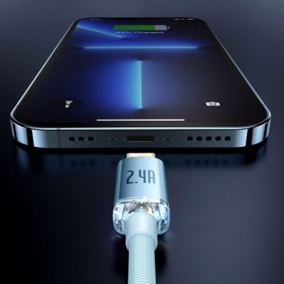 Кабель Baseus Crystal Shine Series Fast Charging Data USB кабель USB To IP 2.4A 1.2m (CAJY001103) Sky Blue
