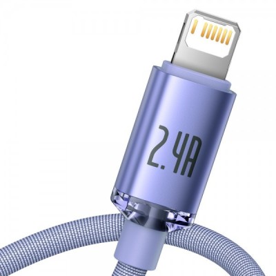 Кабель Baseus Crystal Shine Series Fast Charging Data USB кабель USB To IP 2.4A 2m (CAJY000105) Purple