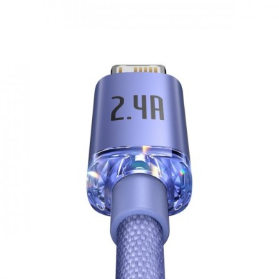 Кабель Baseus Crystal Shine Series Fast Charging Data USB кабель USB To IP 2.4A 2m (CAJY000105) Purple