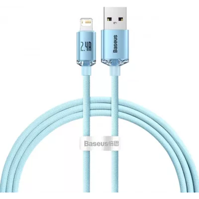 Кабель Baseus Crystal Shine Series Fast Charging Data USB кабель USB To IP 2.4A 2m (CAJY001203) Sky Blue