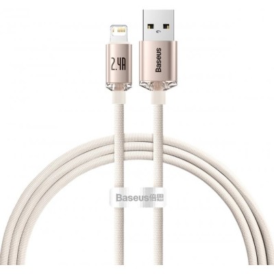 Кабель Baseus Crystal Shine Series Fast Charging Data USB кабель USB To IP 2.4A 2m (CAJY001204) Pink