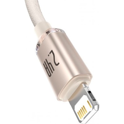 Кабель Baseus Crystal Shine Series Fast Charging Data USB кабель USB To IP 2.4A 2m (CAJY001204) Pink