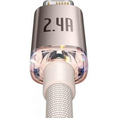 Кабель Baseus Crystal Shine Series Fast Charging Data USB кабель USB To IP 2.4A 2m (CAJY001204) Pink