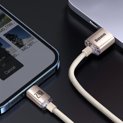 Кабель Baseus Crystal Shine Series Fast Charging Data USB кабель USB To IP 2.4A 2m (CAJY001204) Pink