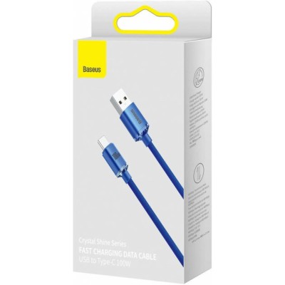 Кабель Baseus Crystal Shine Series Fast Charging Data USB кабель USB To Type-C 100 W 2M (CAJY000503) Blue Кабель Baseus Crystal Shine Series Fast Charging Data USB кабель USB To Type-C 100 W 2M (CAJY000503) Blue