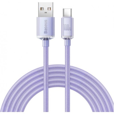 Кабель Baseus Crystal Shine Series Fast Charging Data USB кабель USB To Type-C 100 W 2M (CAJY000505) Purple