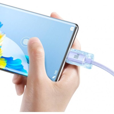 Кабель Baseus Crystal Shine Series Fast Charging Data USB кабель USB To Type-C 100 W 2M (CAJY000505) Purple