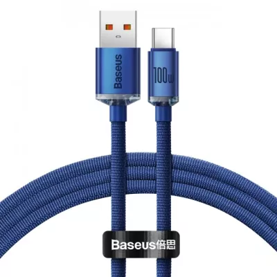 Кабель Baseus Crystal Shine Series Fast Charging Data USB кабель USB To Type-C 100W 1.2m (CAJY000403) Blue