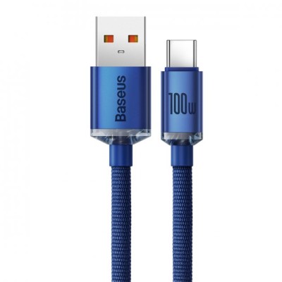 Кабель Baseus Crystal Shine Series Fast Charging Data USB кабель USB To Type-C 100W 1.2m (CAJY000403) Blue