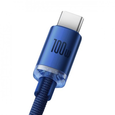 Кабель Baseus Crystal Shine Series Fast Charging Data USB кабель USB To Type-C 100W 1.2m (CAJY000403) Blue