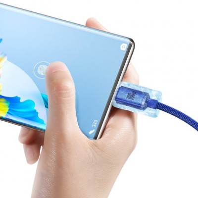 Кабель Baseus Crystal Shine Series Fast Charging Data USB кабель USB To Type-C 100W 1.2m (CAJY000403) Blue