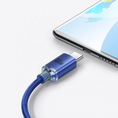 Кабель Baseus Crystal Shine Series Fast Charging Data USB кабель USB To Type-C 100W 1.2m (CAJY000403) Blue