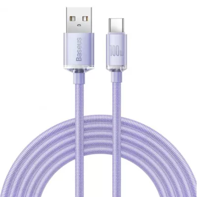 Кабель Baseus Crystal Shine Series Fast Charging Data USB кабель USB To Type-C 100W 1.2m (CAJY000405) Purple