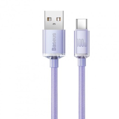 Кабель Baseus Crystal Shine Series Fast Charging Data USB кабель USB To Type-C 100W 1.2m (CAJY000405) Purple