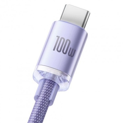 Кабель Baseus Crystal Shine Series Fast Charging Data USB кабель USB To Type-C 100W 1.2m (CAJY000405) Purple