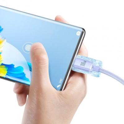 Кабель Baseus Crystal Shine Series Fast Charging Data USB кабель USB To Type-C 100W 1.2m (CAJY000405) Purple