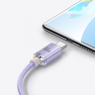 Кабель Baseus Crystal Shine Series Fast Charging Data USB кабель USB To Type-C 100W 1.2m (CAJY000405) Purple