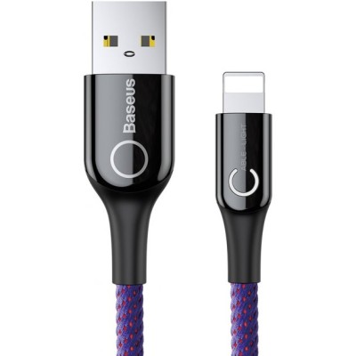 Кабель Baseus C-shaped Light Intelligent Power-off USB кабель 2.4A 1m (CALCD-05) Purple