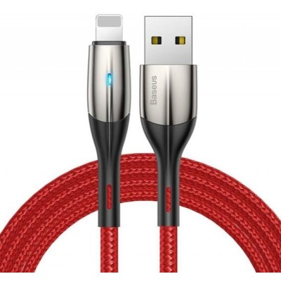 Кабель Baseus Horizontal Data USB кабель (with An Indicator Lamp) USB For IP 2.4A 2m (CALSP-C09) Red