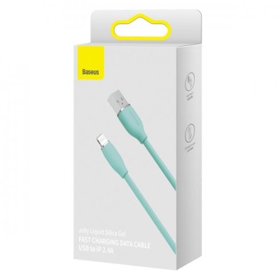 Кабель Baseus Jelly Liquid Silica Gel Fast Charging Data USB кабель USB To IP 2.4A 1.2m (CAGD000006) Green