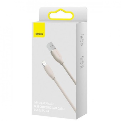 Кабель Baseus Jelly Liquid Silica Gel Fast Charging Data USB кабель USB To IP 2.4A 2m (CAGD000104) Pink