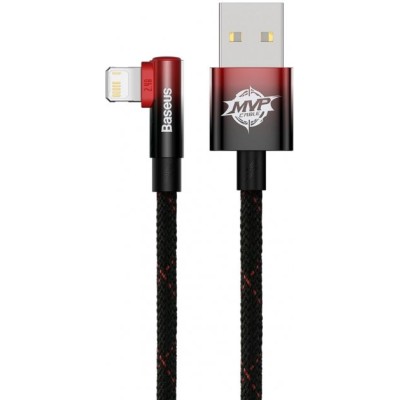 Кабель Baseus MVP 2 Elbow-shaped Fast Charging Data USB кабель USB To IP 2.4A 1m (CAVP000020) Black/Red