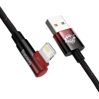 Кабель Baseus MVP 2 Elbow-shaped Fast Charging Data USB кабель USB To IP 2.4A 1m (CAVP000020) Black/Red