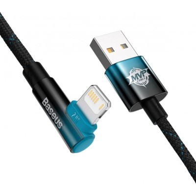 Кабель Baseus MVP 2 Elbow-shaped Fast Charging Data USB кабель USB To IP 2.4A 1m (CAVP000021) Black/Blue