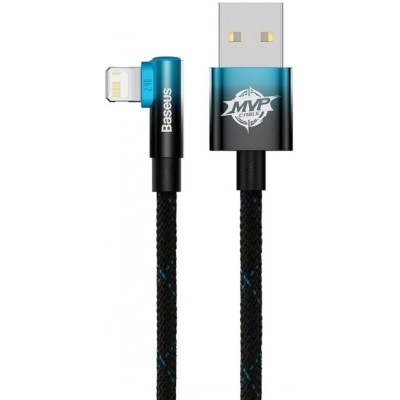 Кабель Baseus MVP 2 Elbow-shaped Fast Charging Data USB кабель USB To IP 2.4A 2m (CAVP000121) Black/Blue
