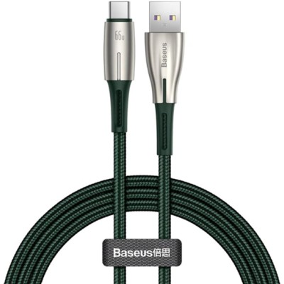 Кабель Baseus Water Drop-Shaped Lamp USB Type-C-USB Type-C, 66W, 2м (CATSD-N06) Green