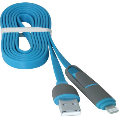 Кабель DEFENDER USB10-03BP USB(AM)-MicroUSB+Lightning синій 1м