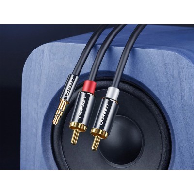 Кабель UGREEN AV116 3.5mm Male To 2 RCA Male Cable 1m (10749) Black