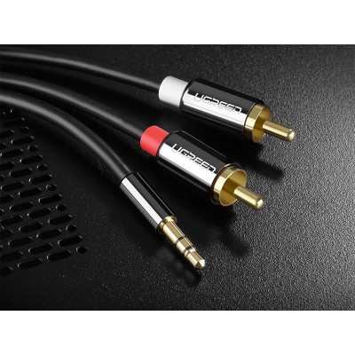 Кабель UGREEN AV116 3.5mm Male To 2 RCA Male Cable 1m (10749) Black