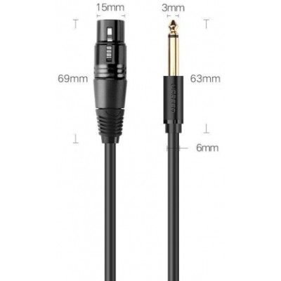 Кабель UGREEN AV131 6.35 Male To XLR Female Cable 5m (20721) Black