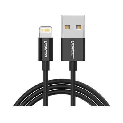 Кабель UGREEN US155 USB-A Male To Lightning Male Cable Nickel Plating ABS Shell 2m (80823) Black Кабель UGREEN US155 USB-A Male To Lightning Male Cable Nickel Plating ABS Shell 2m (80823) Black