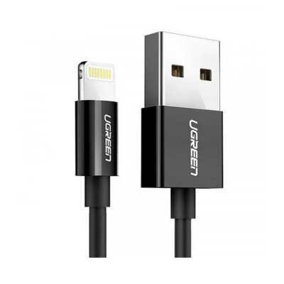 Кабель UGREEN US155 USB-A Male To Lightning Male Cable Nickel Plating ABS Shell 2m (80823) Black Кабель UGREEN US155 USB-A Male To Lightning Male Cable Nickel Plating ABS Shell 2m (80823) Black
