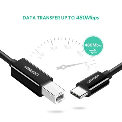 Кабель UGREEN US241 USB-C 2.0 To USB-B 2.0 Print Cable 2m (50446) Black