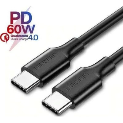 Кабель UGREEN US286 USB Type-C To USB Type-C 60W Cable Nickel Plating 3A 1.5m Black (50998)