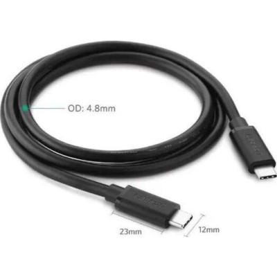 Кабель UGREEN US286 USB Type-C To USB Type-C 60W Cable Nickel Plating 3A 1.5m Black (50998)