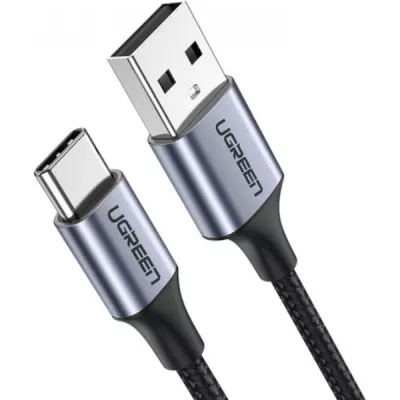 Кабель UGREEN US288 USB 2.0 To USB Type-C Cable Nickel Plating Aluminum Braid 3A 0.25m (60124) Black