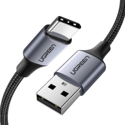 Кабель UGREEN US288 USB 2.0 To USB Type-C Cable Nickel Plating Aluminum Braid 3A 0.25m (60124) Black