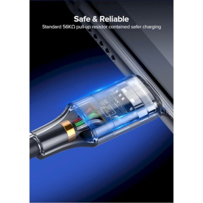 Кабель UGREEN US288 USB 2.0 To USB Type-C Cable Nickel Plating Aluminum Braid 3A 0.25m (60124) Black